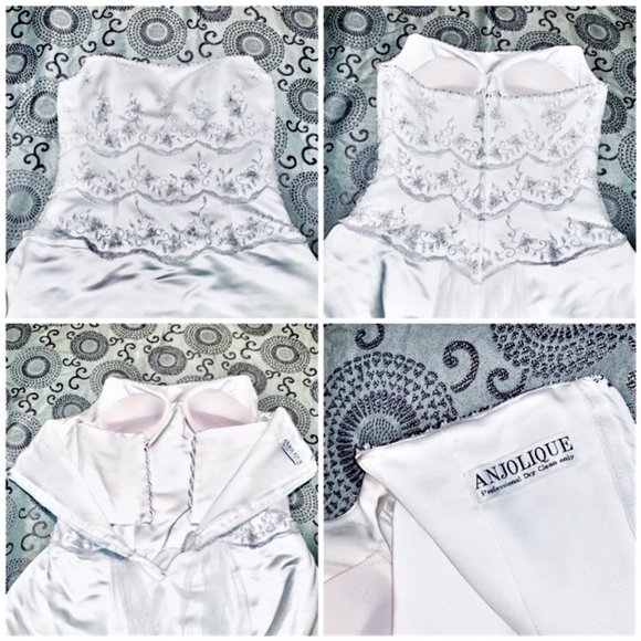 ANJOLIQUE Satin & Lace Bustier Bridal Gown - NWOT - Picture 5 of 8